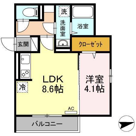 ラ・パーチェ(1LDK/3階)の間取り写真