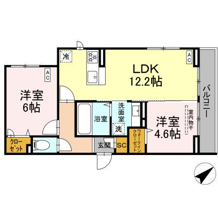 BLANC CUBE(2LDK/3階)の間取り写真