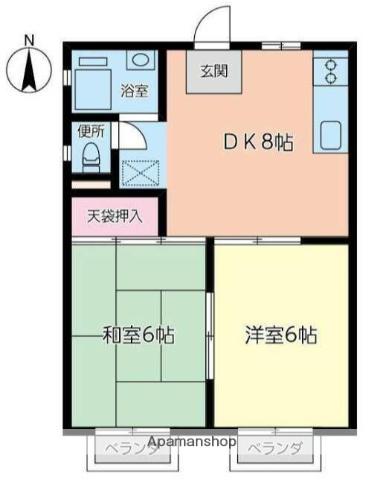 メゾン中村(2DK/2階)の間取り写真