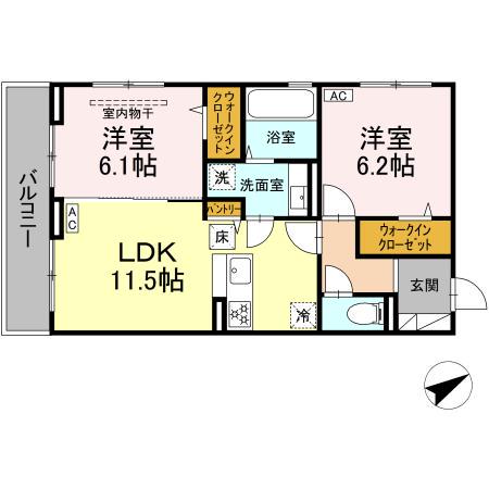 トレビ・フォンタナ(2LDK/1階)の間取り写真