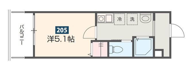 MELDIA相模大野(1K/2階)の間取り写真