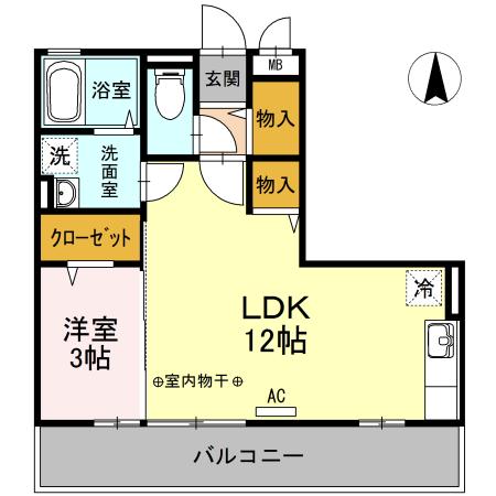 ファインミライ(1LDK/3階)の間取り写真