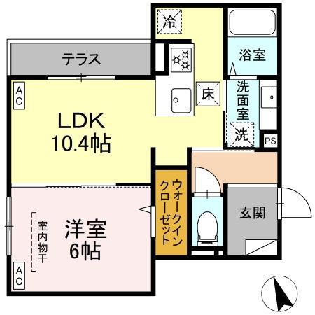 シェーンブルーメ横浜(1LDK/1階)の間取り写真