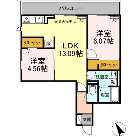 GRAND ESPOIR(2LDK/3階)の間取り写真