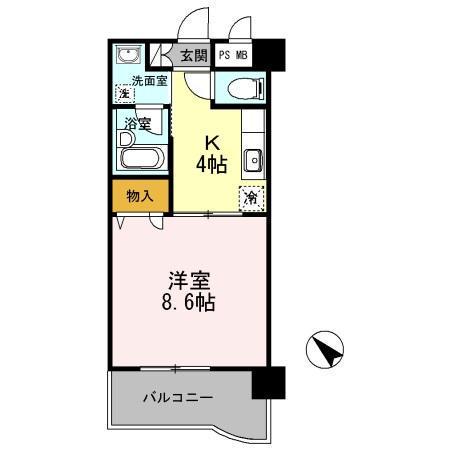 ルネス・カリヨン(1K/3階)の間取り写真