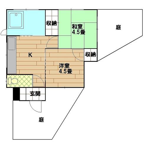 京急久里浜線 京急久里浜駅 徒歩10分 1階建 築60年(2K)の間取り写真