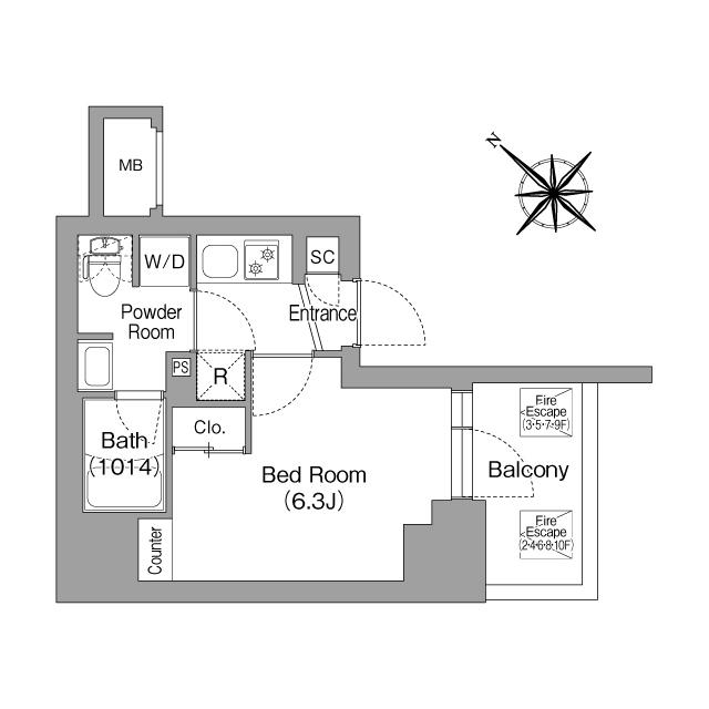 コンフォリア・リヴ横浜平沼(1K/8階)の間取り写真