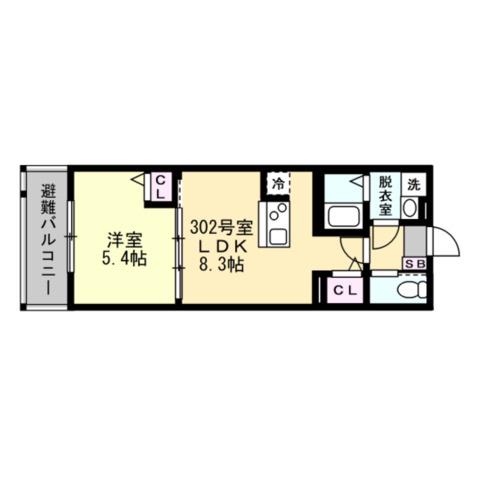 FELICE藤沢(1LDK/3階)の間取り写真