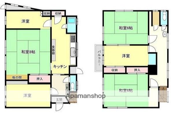 京浜急行電鉄本線 南太田駅 徒歩10分 2階建 築61年(6K)の間取り写真