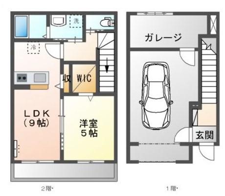 HADANOBASE A(1LDK/2階)の間取り写真