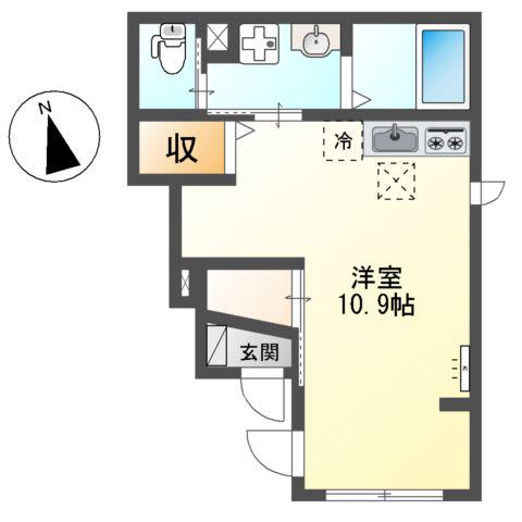 ホクレア(ワンルーム/1階)の間取り写真