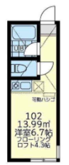 ユナイト八景アルザス・ロレーヌ(ワンルーム/1階)の間取り写真