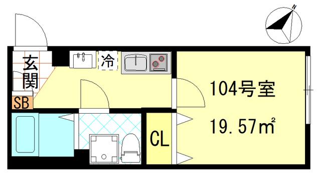 CFジオーレ川崎アネックス(1K/1階)の間取り写真