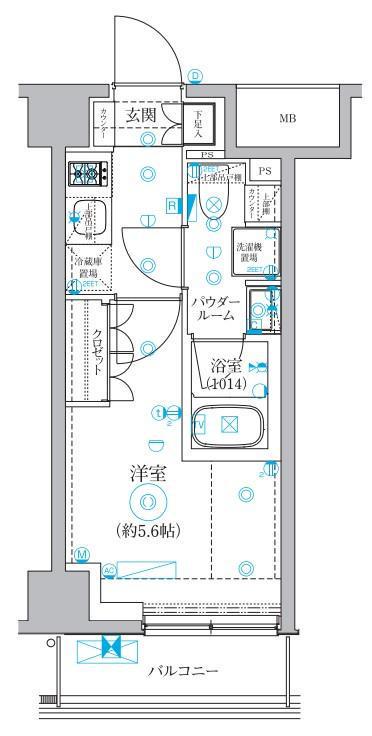 セジョリ横浜ウエストⅡ(1K/3階)の間取り写真
