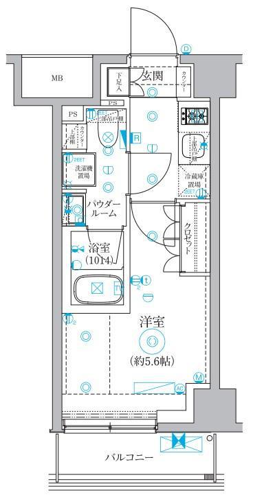 セジョリ横浜ウエストⅡ(1K/6階)の間取り写真
