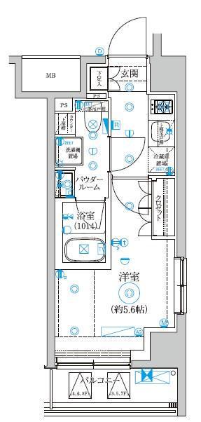 セジョリ横浜ウエストⅡ(1K/8階)の間取り写真