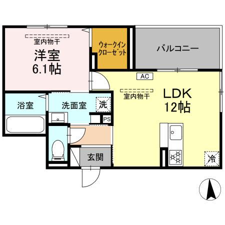 ブルー・コーラル(1LDK/2階)の間取り写真