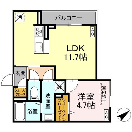 D PAINA 井土ケ谷中町(1LDK/3階)の間取り写真