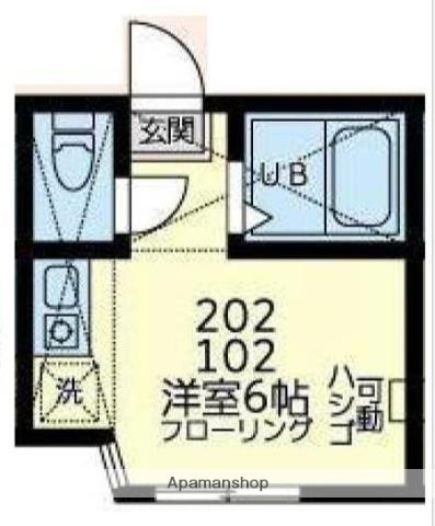 ユナイト丸山アプリコットパフェ(ワンルーム/2階)の間取り写真