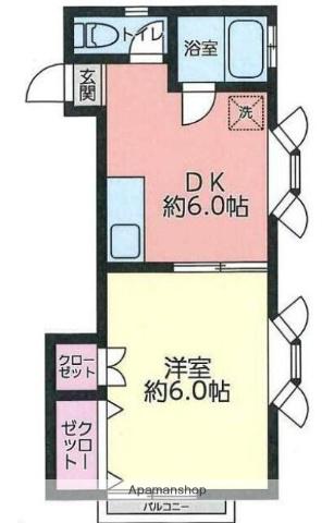 ハイツグリーンシティ(1DK/2階)の間取り写真