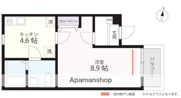 QUIET CRAB HOUSE 希望ヶ丘(1K/3階)の間取り写真