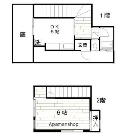 サンハイツ松ケ丘(1DK/1階)の間取り写真