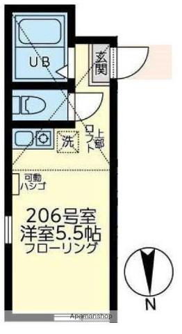 ユナイト白楽ペルセウスの杜(ワンルーム/2階)の間取り写真