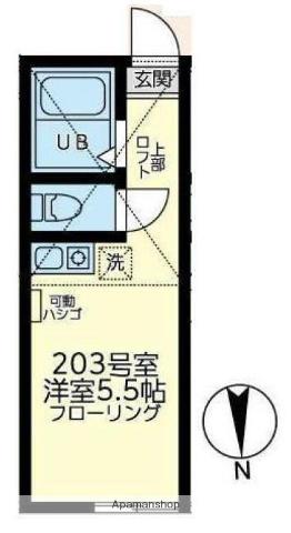 ユナイト白楽ペルセウスの杜(ワンルーム/2階)の間取り写真