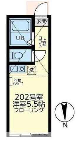 ユナイト白楽ペルセウスの杜(ワンルーム/2階)の間取り写真