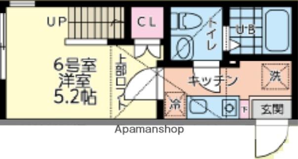 MOUHAUS淵野辺(1K/2階)の間取り写真