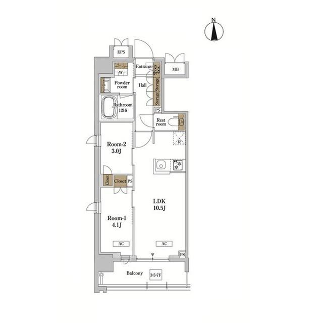 RJRプレシア蒲田(2LDK/5階)の間取り写真
