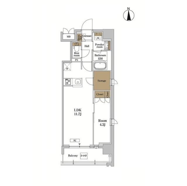 RJRプレシア蒲田(1LDK/6階)の間取り写真