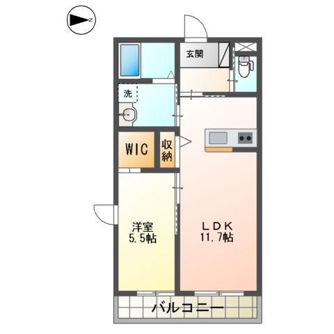 エバーリーフ(1LDK/1階)の間取り写真