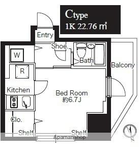 TS GARDEN川崎大師Ⅱ(1K/6階)の間取り写真