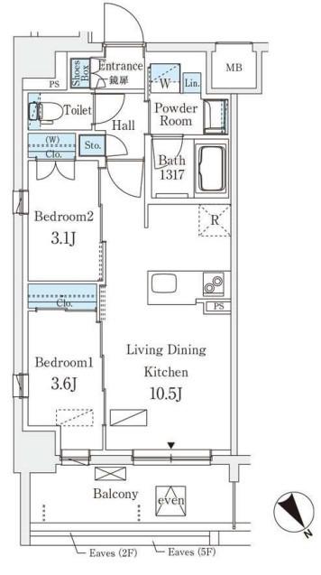 エル・セレーノ横浜(2LDK/8階)の間取り写真