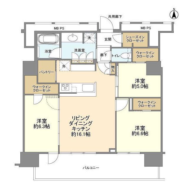 THE TOWER 湘南辻堂(3LDK/13階)の間取り写真