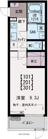 IXO笠松Ⅱ(1K/2階)の間取り写真