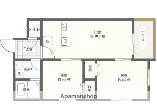 エルミタージュ(2LDK/3階)の間取り写真