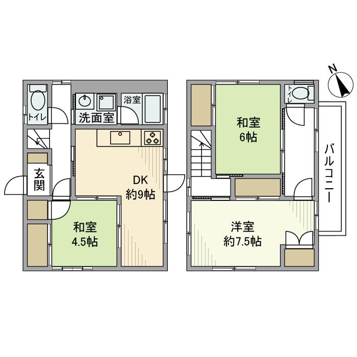 神奈川県藤沢市 2階建 築50年(3DK)の間取り写真