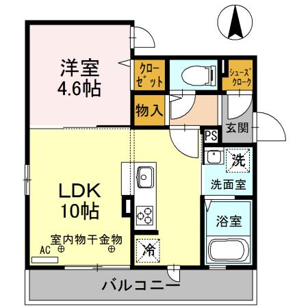 グランドソレイユ新城(1LDK/3階)の間取り写真