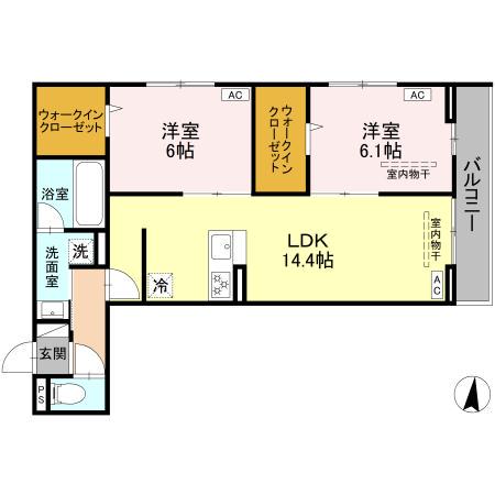 エリオント大和中央(2LDK/2階)の間取り写真