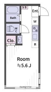 KA ノース HARBOR(ワンルーム/2階)の間取り写真