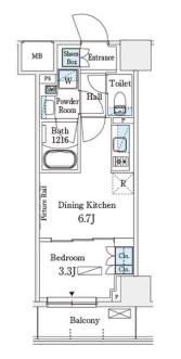 パークアクシス横浜伊勢佐木町通(1DK/10階)の間取り写真