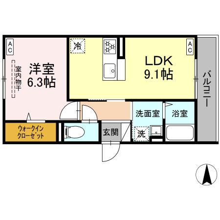 D PAINA 新吉田東(1LDK/2階)の間取り写真