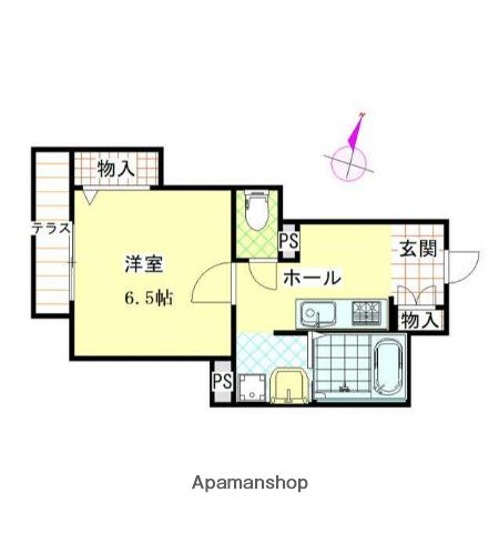 ソレアーレ三浦海岸B棟(1K/1階)の間取り写真