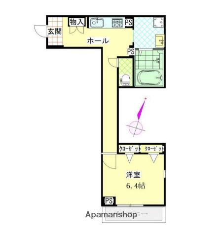 ソレアーレ三浦海岸B棟(1K/2階)の間取り写真