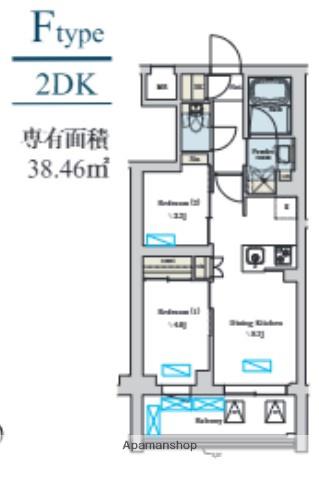 BRILLIA IST 洗足池の杜(2DK/2階)の間取り写真