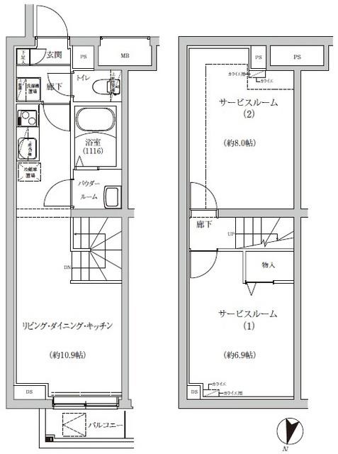 REGOLITH IKEGAMI(2LDK/1階)の間取り写真
