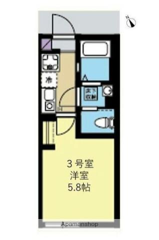 ビブロポート(1K/1階)の間取り写真