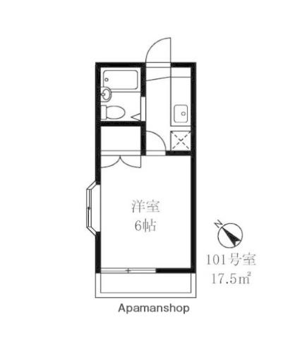 日吉第一QSハイム(1K/1階)の間取り写真